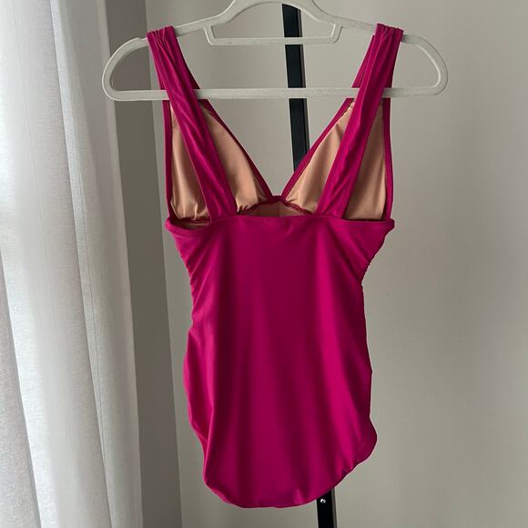 J. Crew Ruched V-neck one-piece Pink NEW size 6 - Picture 4 of 6